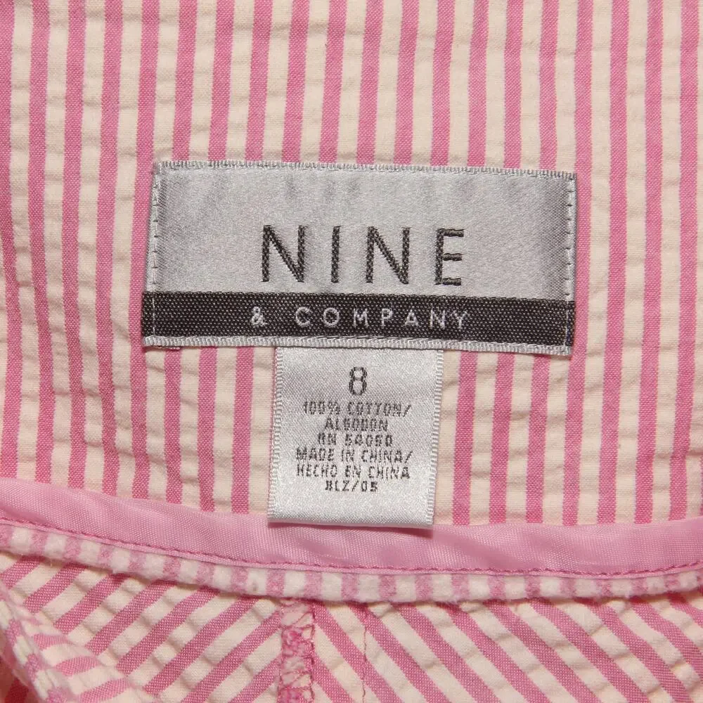 Vintage Nine & Company Seersucker Skirt Size 8 Pink/White stripe Cotton